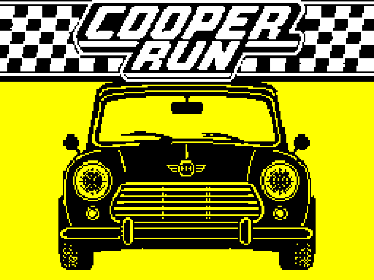 COOPER RUN loading screen featuring a classic compact racing car